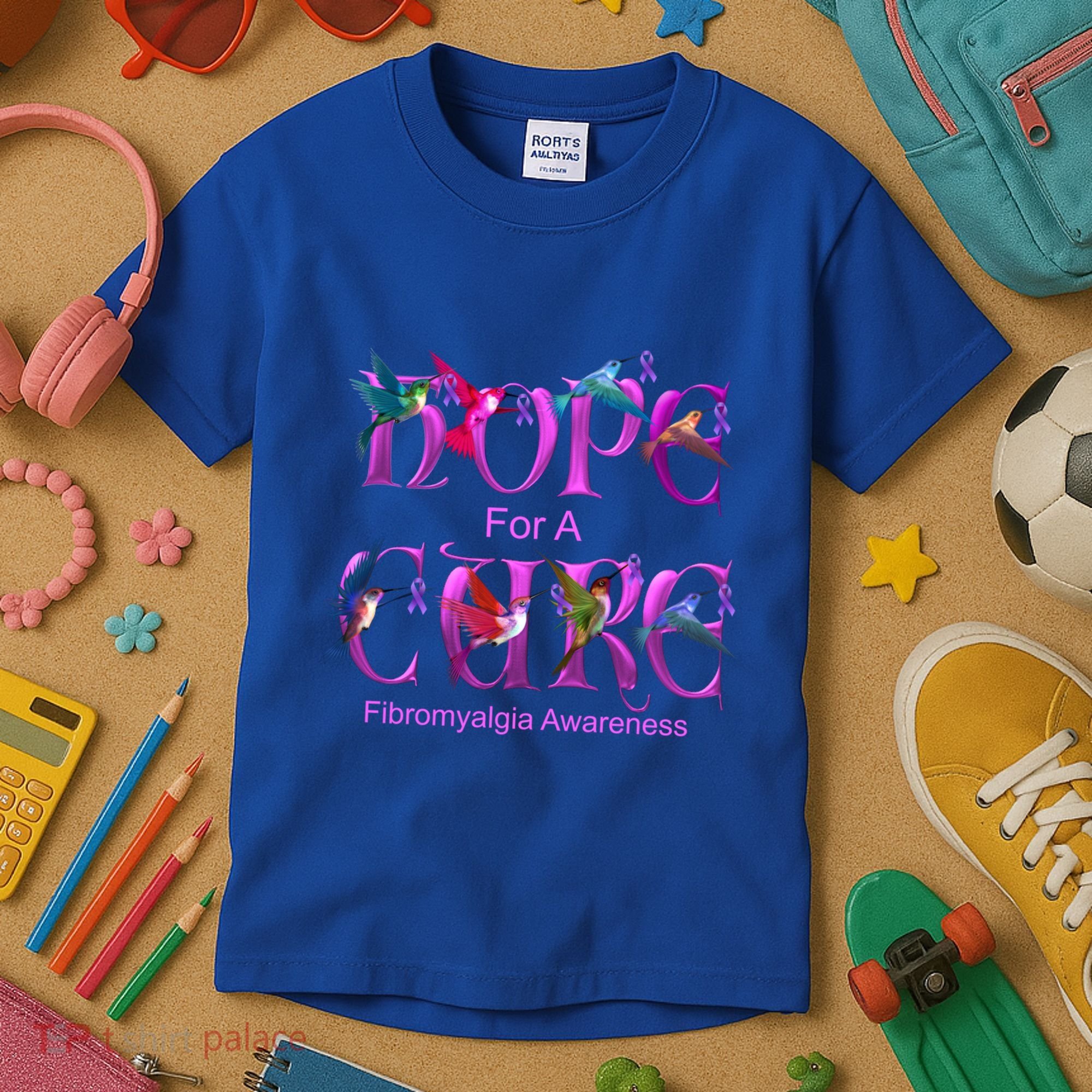 Fibromyalgia Awareness Hope Cure Hummingbird Gift Kids T-Shirt