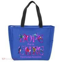 Fibromyalgia Awareness Hope Cure Hummingbird Gift Tote Bag thumb 0