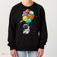 Funny Astronaut Holding Planet Balloons Space Toddler Women's Sweatshirt thumb 0