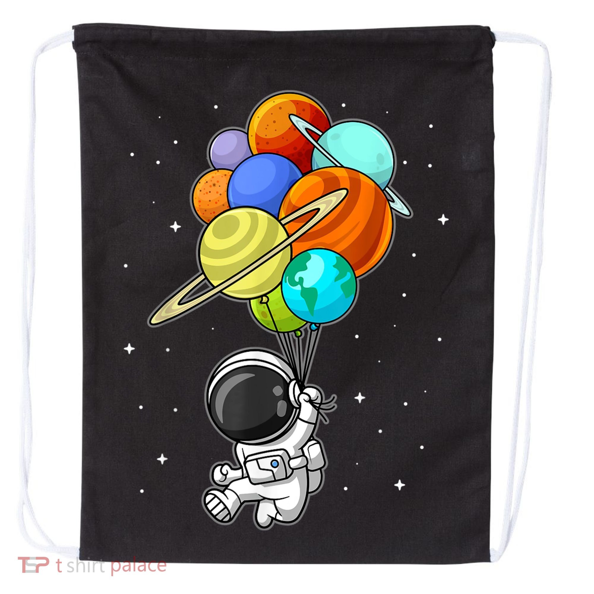 Funny Astronaut Holding Planet Balloons Space Toddler Drawstring Bag