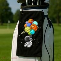 Funny Astronaut Holding Planet Balloons Space Toddler Golf Towel thumb 2