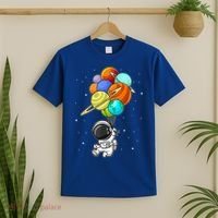Funny Astronaut Holding Planet Balloons Space Toddler T-Shirt thumb 2