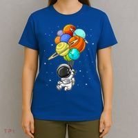 Funny Astronaut Holding Planet Balloons Space Toddler T-Shirt thumb 4