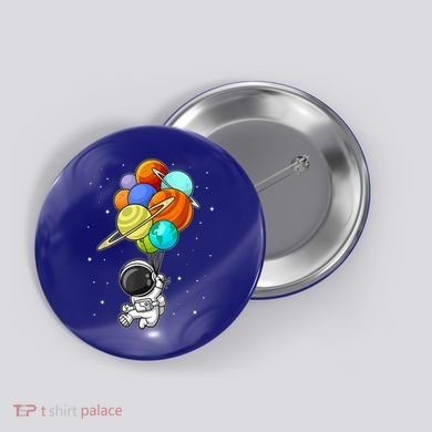 Funny Astronaut Holding Planet Balloons Space Toddler Button
