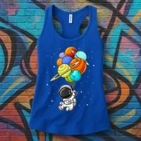 Funny Astronaut Holding Planet Balloons Space Toddler Women's Tank Top thumb 3