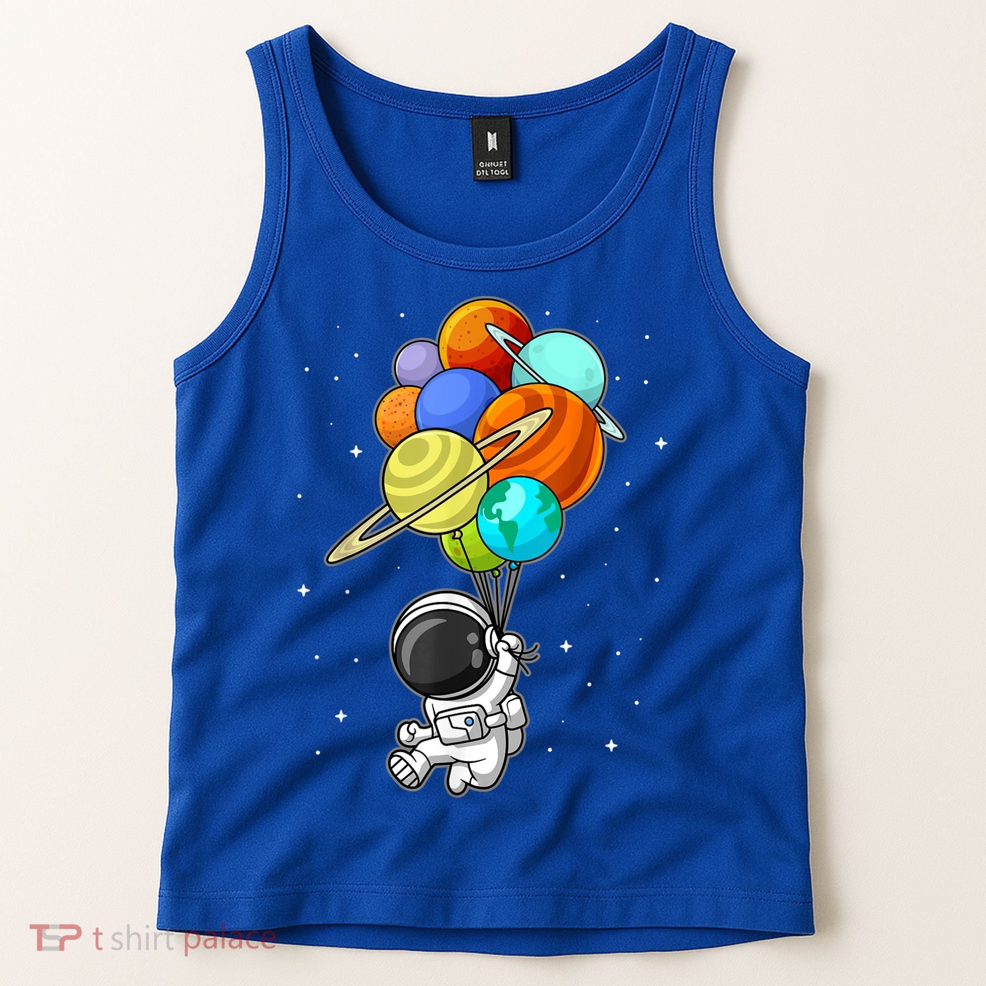 Funny Astronaut Holding Planet Balloons Space Toddler Tank Top