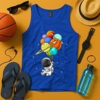 Funny Astronaut Holding Planet Balloons Space Toddler Tank Top thumb 4