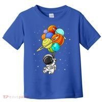 Funny Astronaut Holding Planet Balloons Space Toddler Toddler T-Shirt thumb 0