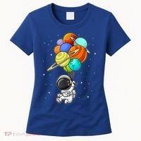 Funny Astronaut Holding Planet Balloons Space Toddler Women's T-Shirt thumb 0