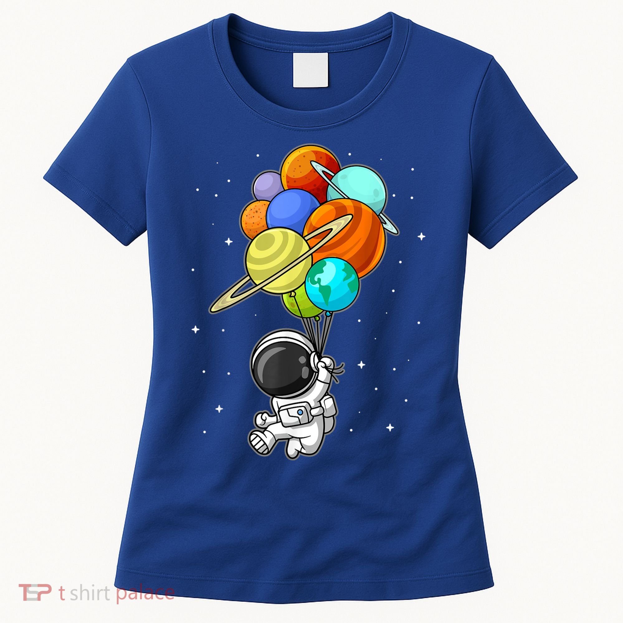 Funny Astronaut Holding Planet Balloons Space Toddler Women's T-Shirt