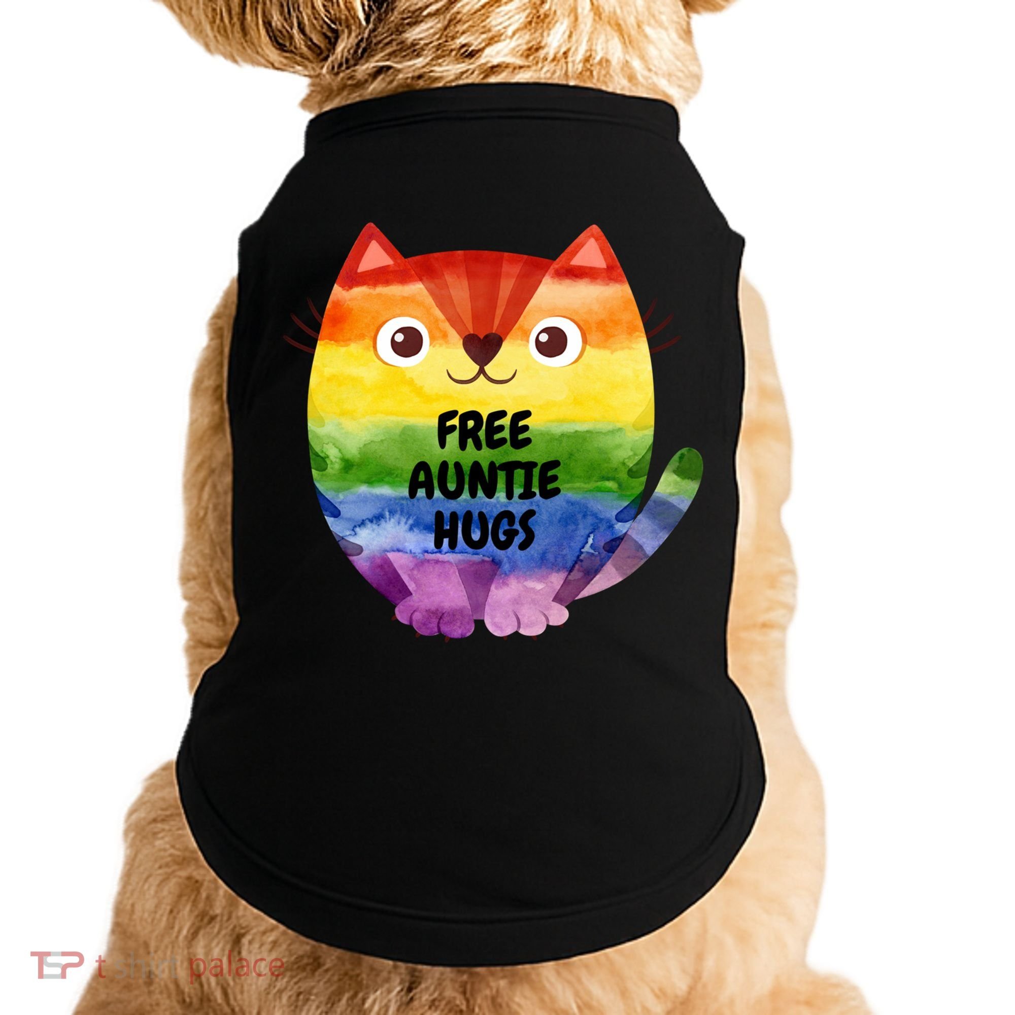 Free Auntie Hugs Pride Lgbtq Flag Cat Cool Gift Doggie Tank