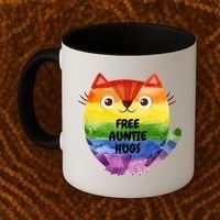 Free Auntie Hugs Pride Lgbtq Flag Cat Cool Gift Coffee Mug thumb 2