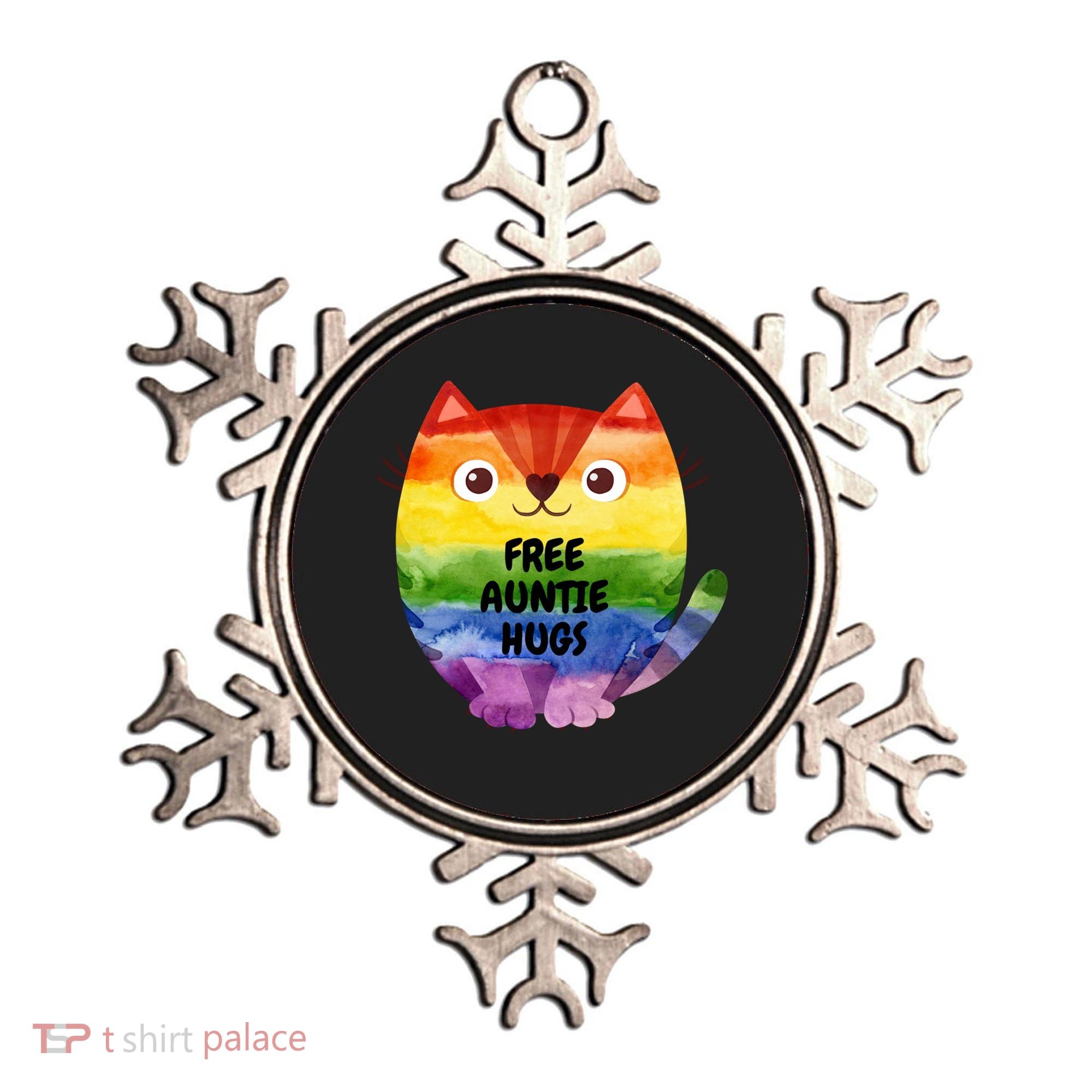 Free Auntie Hugs Pride Lgbtq Flag Cat Cool Gift Ornament