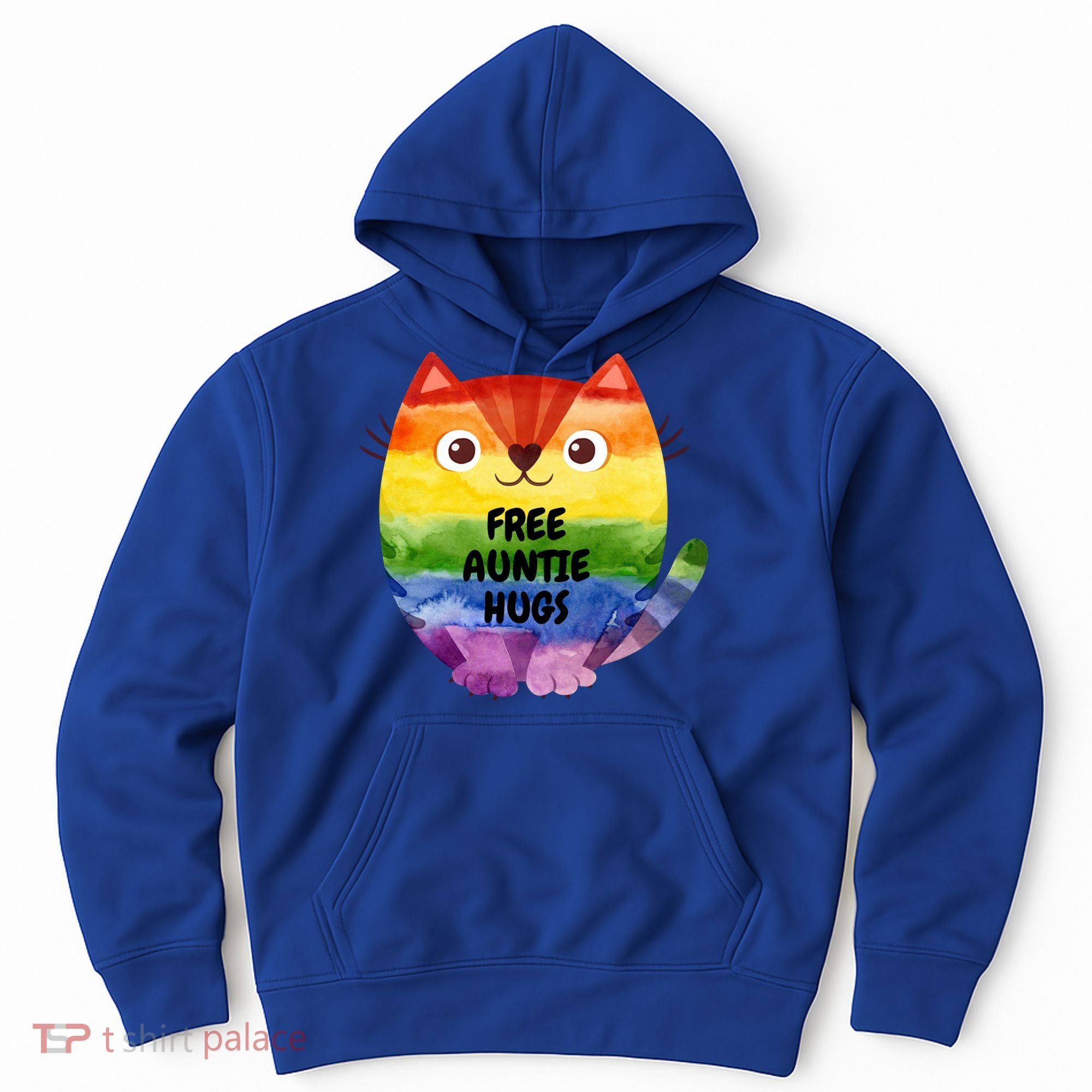 Free Auntie Hugs Pride Lgbtq Flag Cat Cool Gift Hoodie