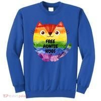 Free Auntie Hugs Pride Lgbtq Flag Cat Cool Gift Sweatshirt thumb 0