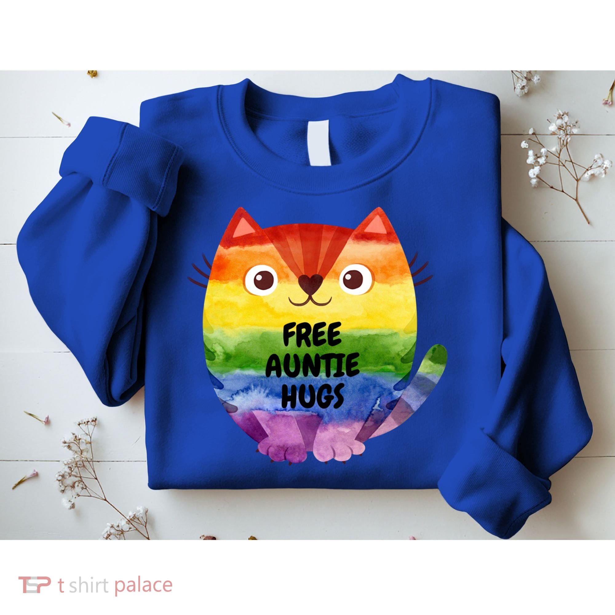 Free Auntie Hugs Pride Lgbtq Flag Cat Cool Gift Sweatshirt