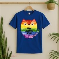 Free Auntie Hugs Pride Lgbtq Flag Cat Cool Gift T-Shirt thumb 2