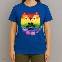 Free Auntie Hugs Pride Lgbtq Flag Cat Cool Gift T-Shirt thumb 4