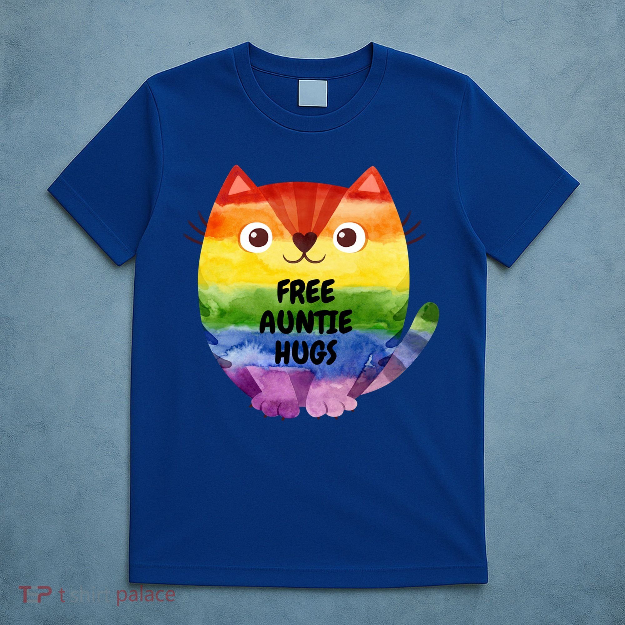 Free Auntie Hugs Pride Lgbtq Flag Cat Cool Gift T-Shirt