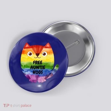 Free Auntie Hugs Pride Lgbtq Flag Cat Cool Gift Button