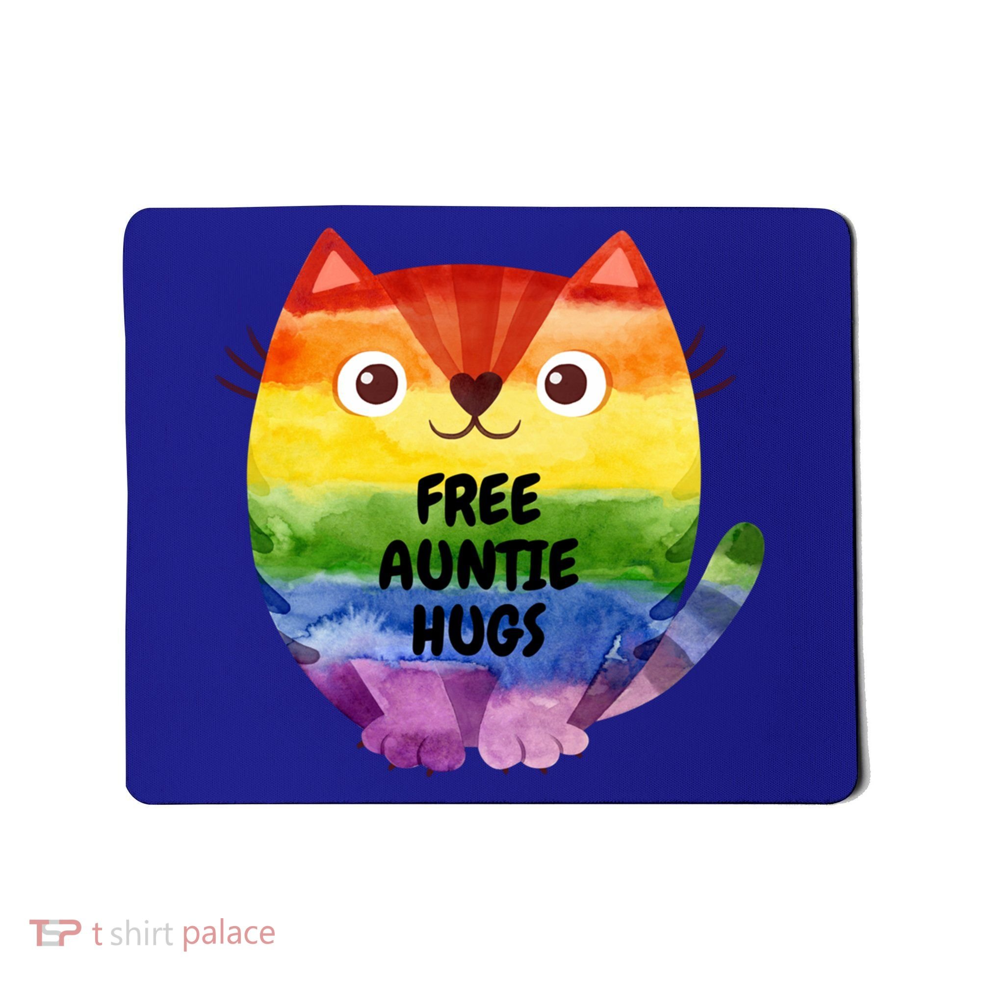 Free Auntie Hugs Pride Lgbtq Flag Cat Cool Gift Mousepad
