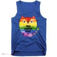 Free Auntie Hugs Pride Lgbtq Flag Cat Cool Gift Tank Top thumb 0