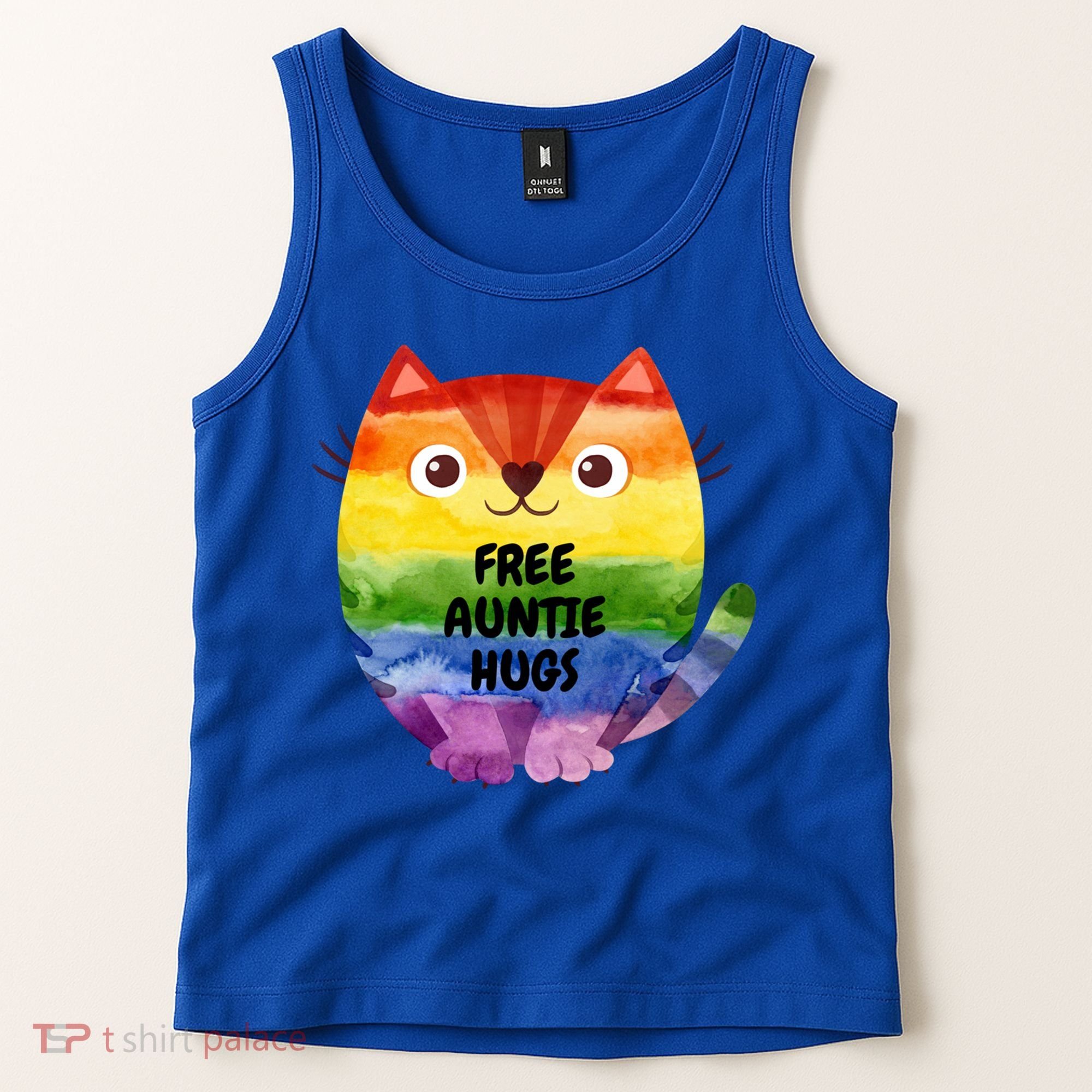 Free Auntie Hugs Pride Lgbtq Flag Cat Cool Gift Tank Top