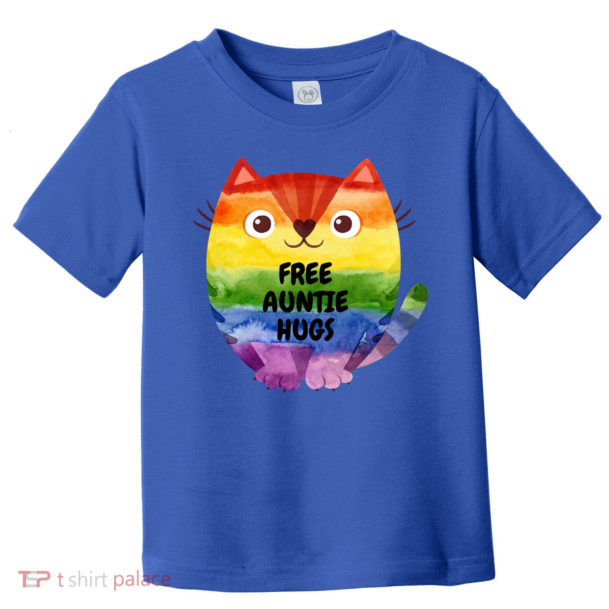 Free Auntie Hugs Pride Lgbtq Flag Cat Cool Gift Toddler T-Shirt