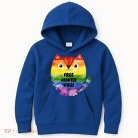 Free Auntie Hugs Pride Lgbtq Flag Cat Cool Gift Kids Hoodie thumb 0