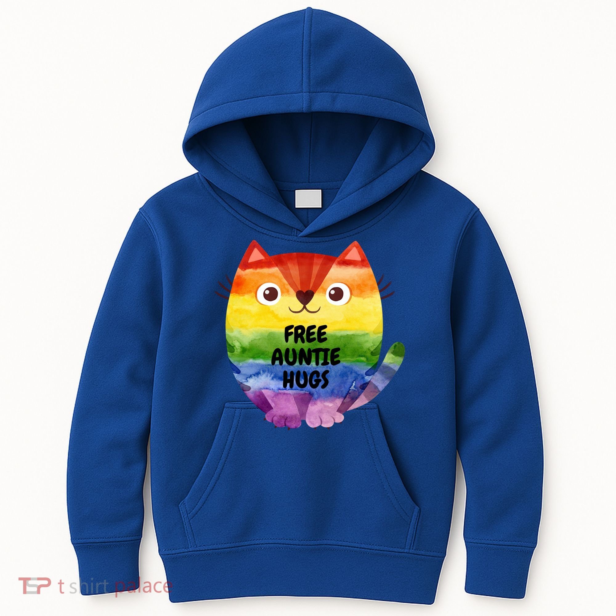 Free Auntie Hugs Pride Lgbtq Flag Cat Cool Gift Kids Hoodie