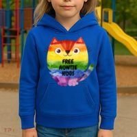 Free Auntie Hugs Pride Lgbtq Flag Cat Cool Gift Kids Hoodie thumb 3