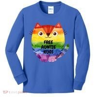 Free Auntie Hugs Pride Lgbtq Flag Cat Cool Gift Kids Long Sleeve Shirt thumb 0