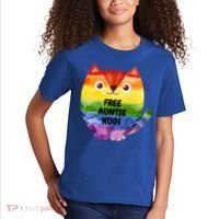 Free Auntie Hugs Pride Lgbtq Flag Cat Cool Gift Kids T-Shirt thumb 2