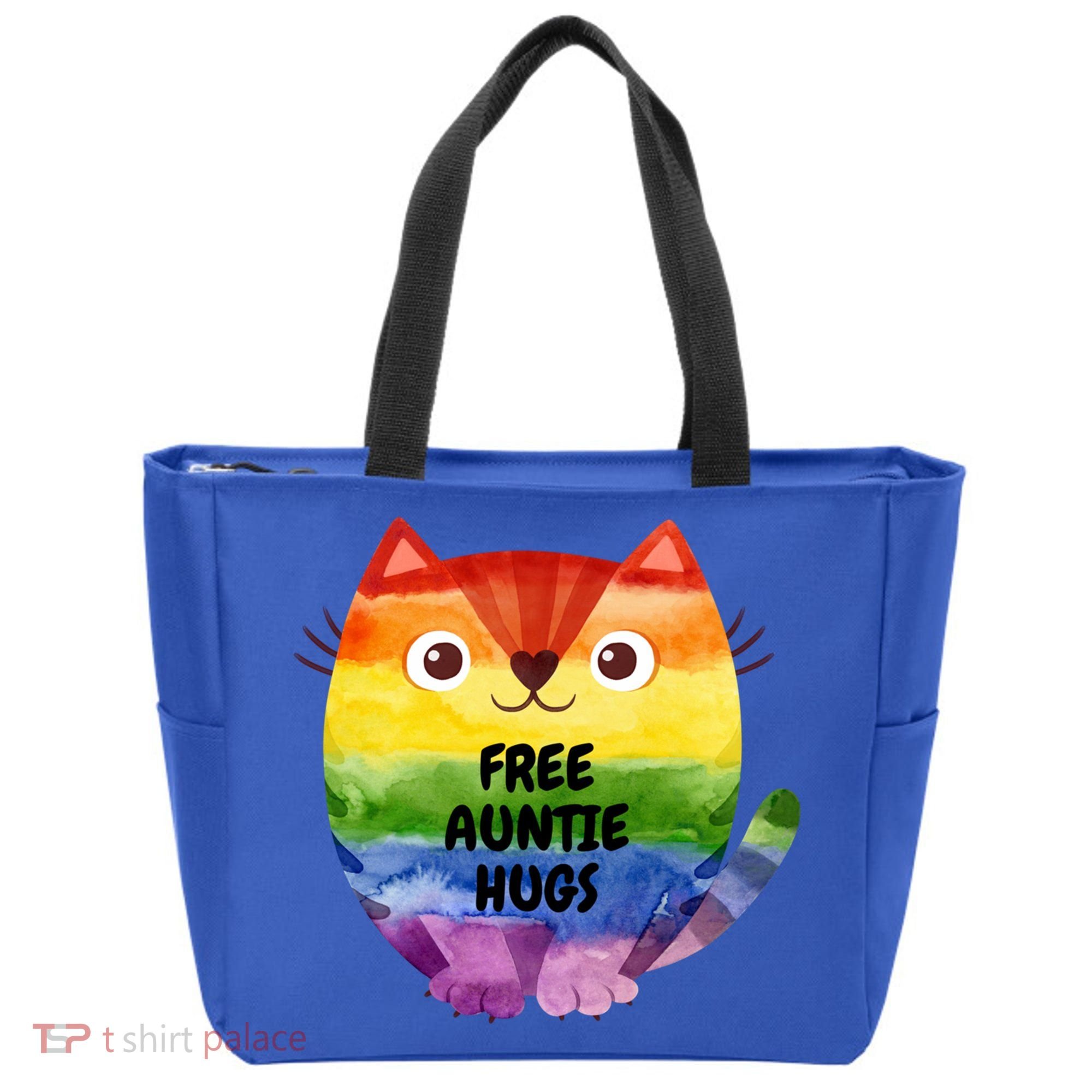 Free Auntie Hugs Pride Lgbtq Flag Cat Cool Gift Tote Bag