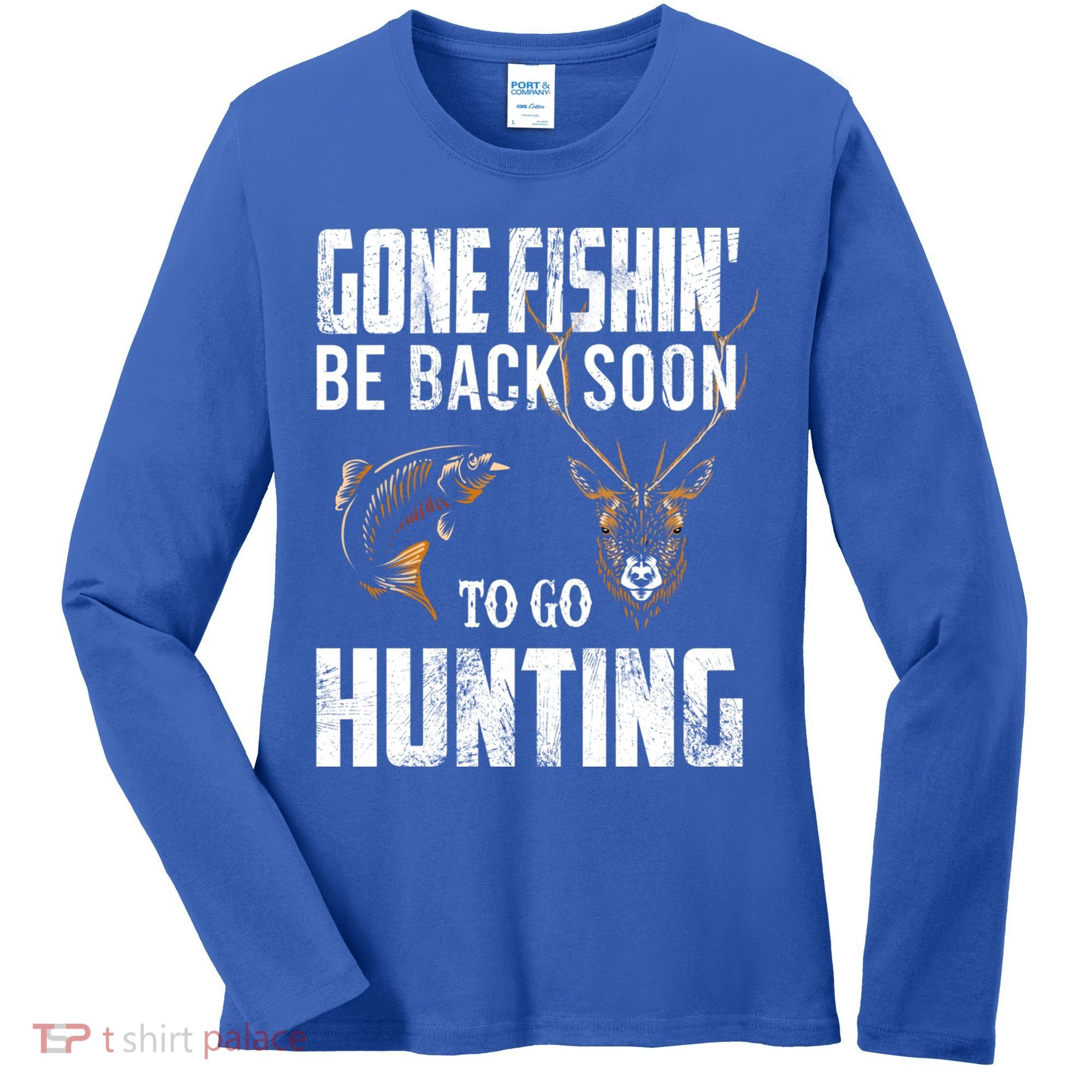 Fishing And Hunting Funny Fish Deer Hunter Gag Gift Gift Women's Long Sleeve Shirt