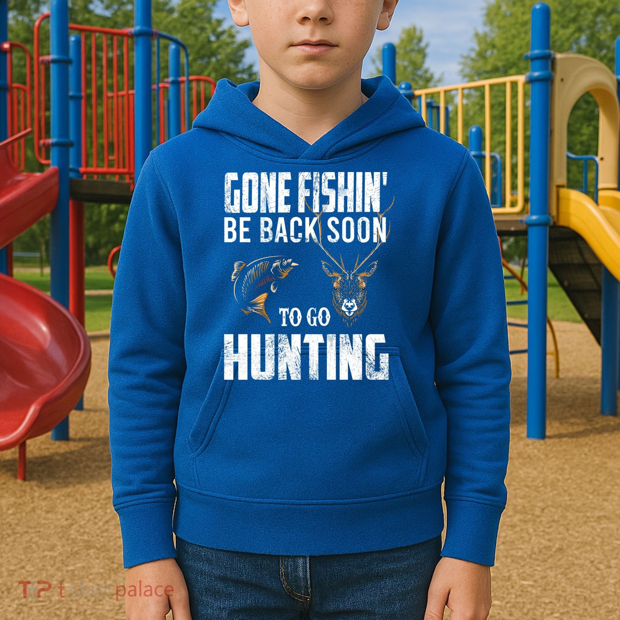 Fishing And Hunting Funny Fish Deer Hunter Gag Gift Gift Kids Hoodie