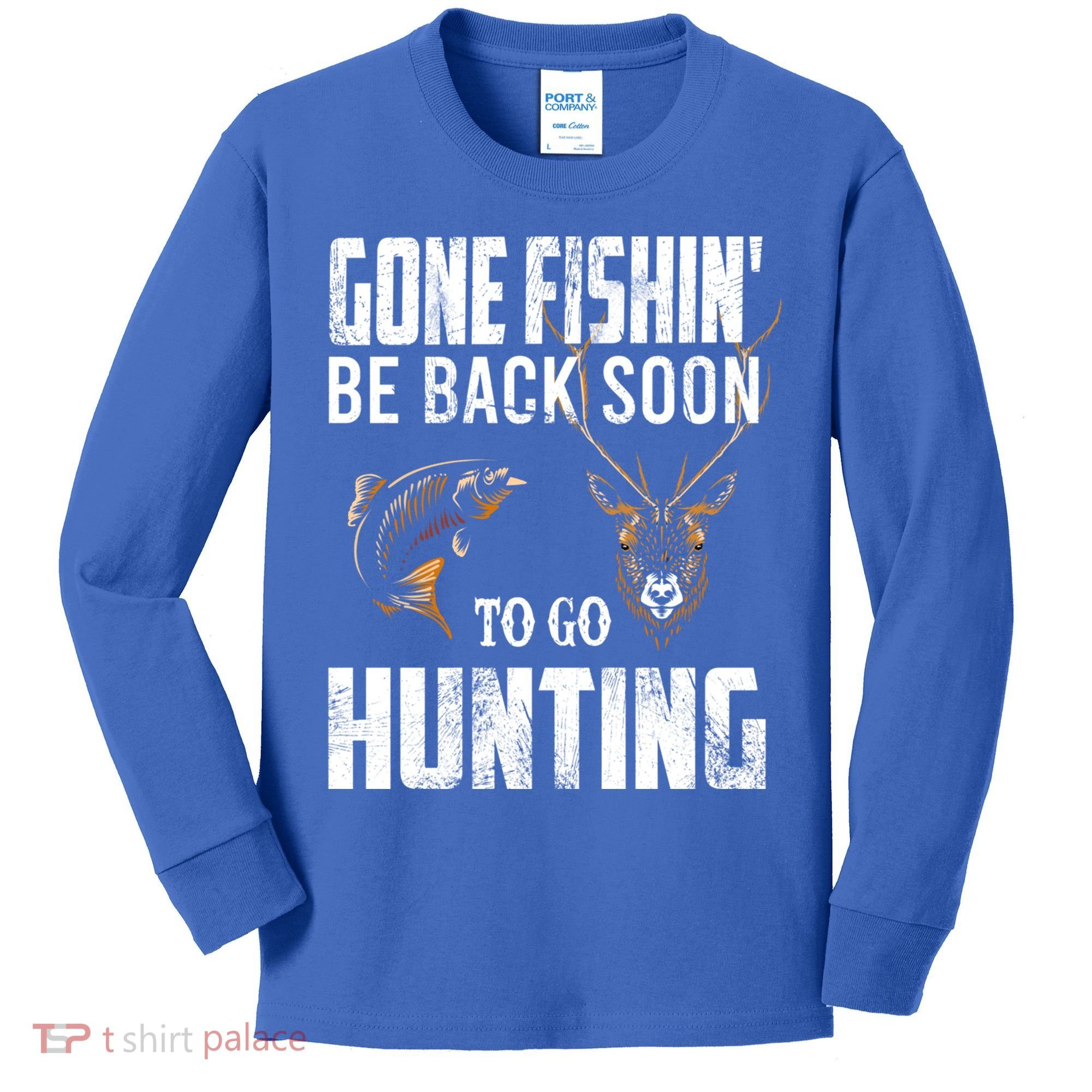 Fishing And Hunting Funny Fish Deer Hunter Gag Gift Gift Kids Long Sleeve Shirt