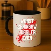 Funny Ampu Hand Arm Amputation Worst Chainsaw Juggler Coffee Mug thumb 4