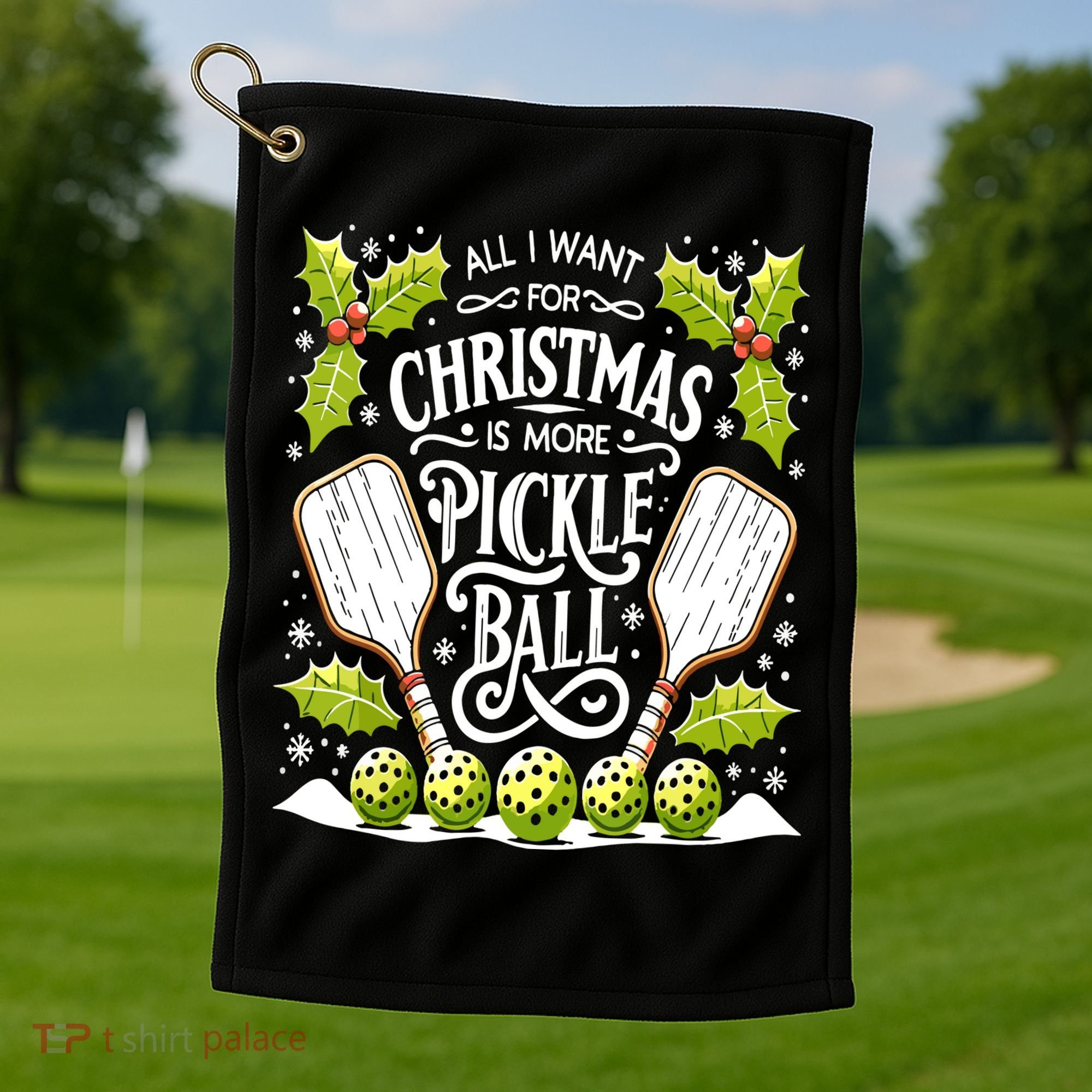 Funny All I Want For Christmas Is More Pickleball Player Gift Golf Towel