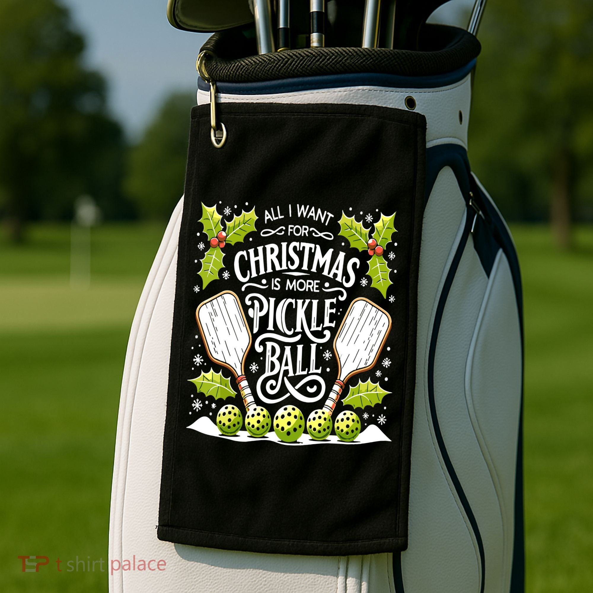 Funny All I Want For Christmas Is More Pickleball Player Gift Golf Towel