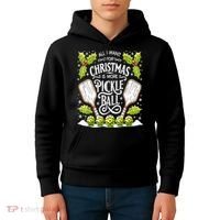 Funny All I Want For Christmas Is More Pickleball Player Gift Kids Hoodie thumb 4