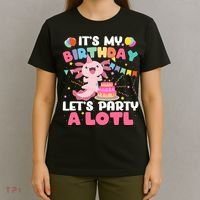 Funny Axolotl Its My Birthday Lets Party Alotl Family T-Shirt thumb 4