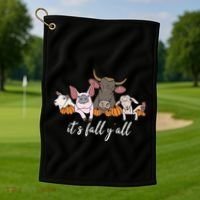 Farm Animals ItS Fall YAll Pumpkins Autumn Halloween Gift Golf Towel thumb 1