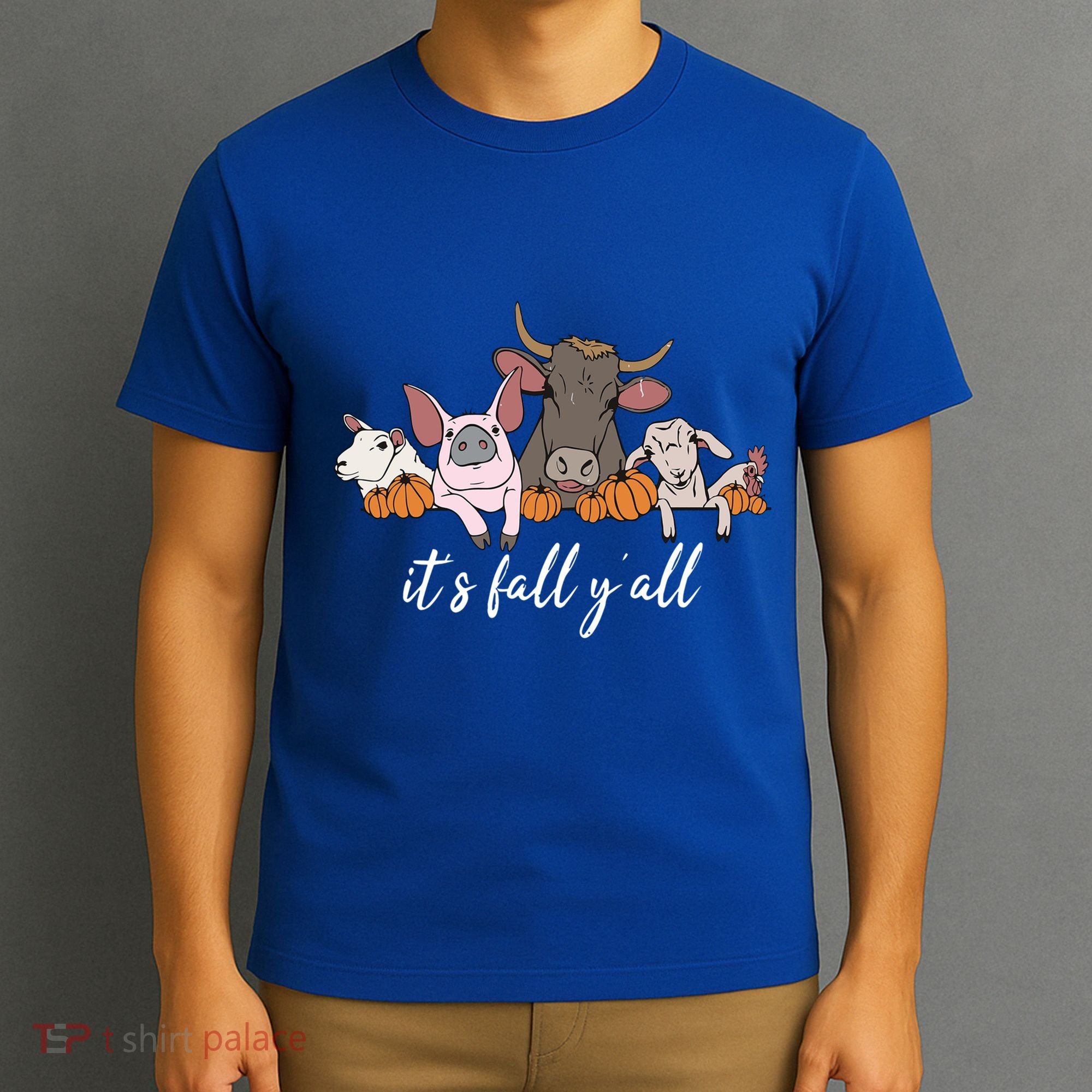 Farm Animals ItS Fall YAll Pumpkins Autumn Halloween Gift T-Shirt