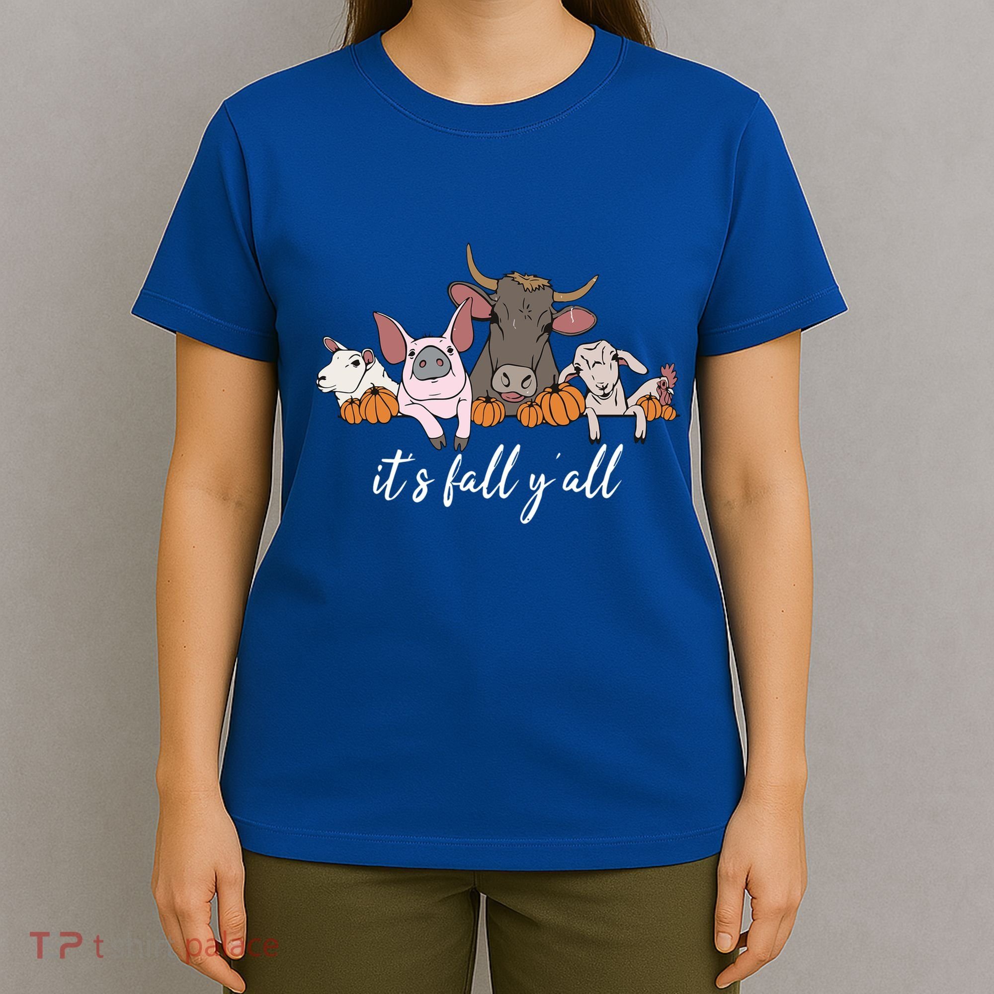 Farm Animals ItS Fall YAll Pumpkins Autumn Halloween Gift T-Shirt