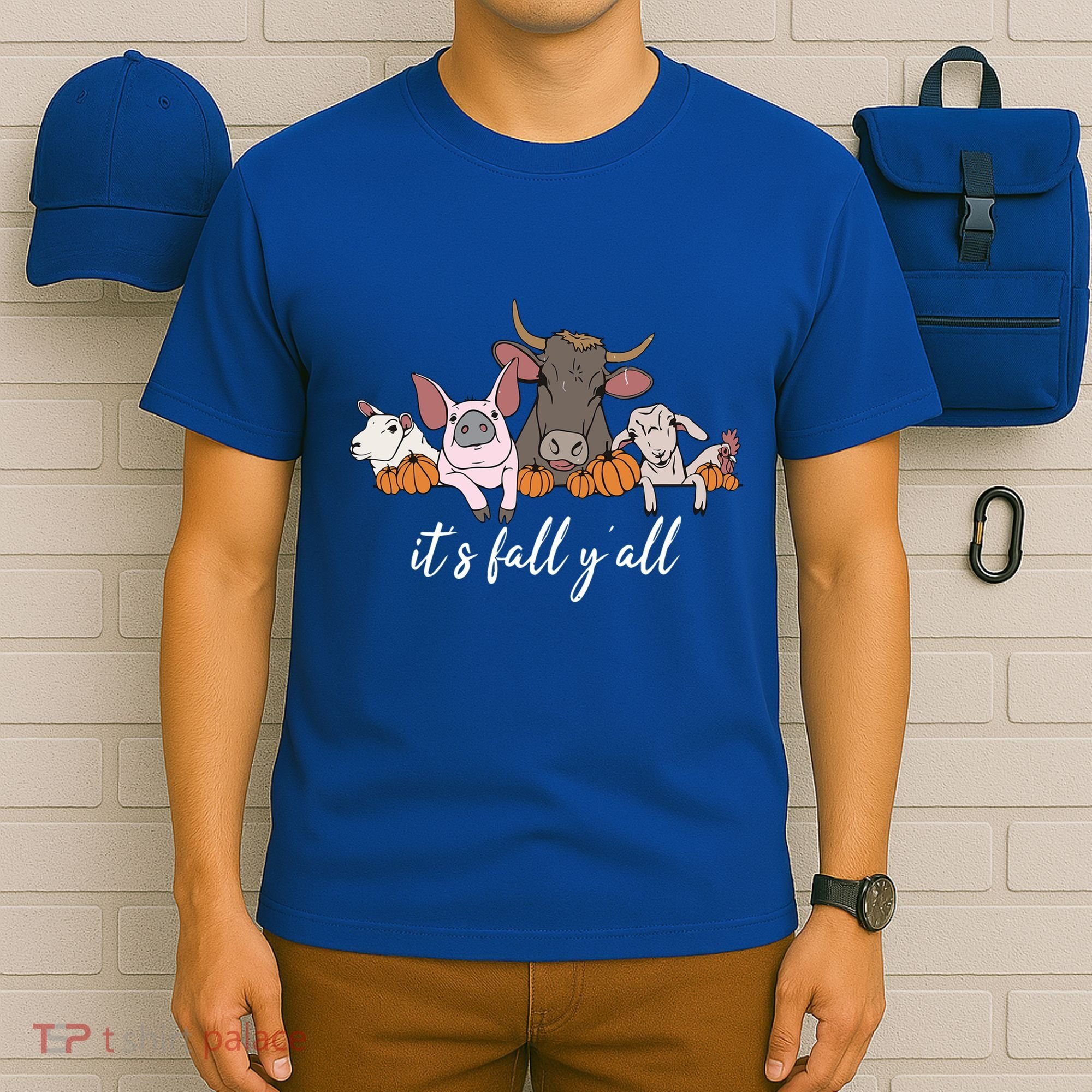 Farm Animals ItS Fall YAll Pumpkins Autumn Halloween Gift T-Shirt