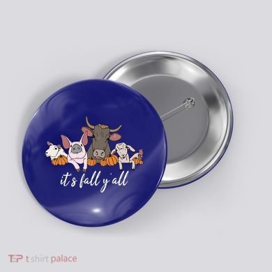Farm Animals ItS Fall YAll Pumpkins Autumn Halloween Gift Button