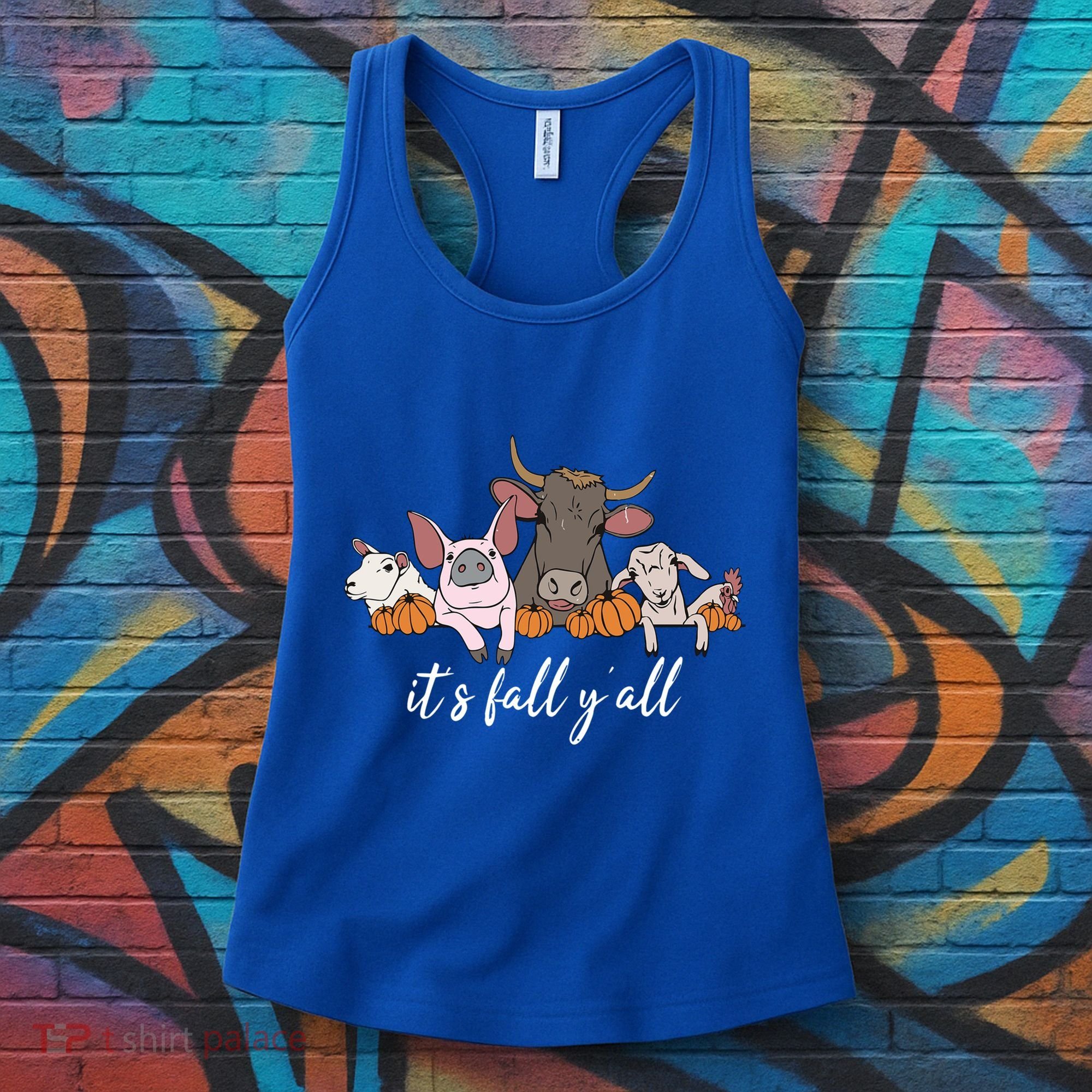 Farm Animals ItS Fall YAll Pumpkins Autumn Halloween Gift Women's Tank Top