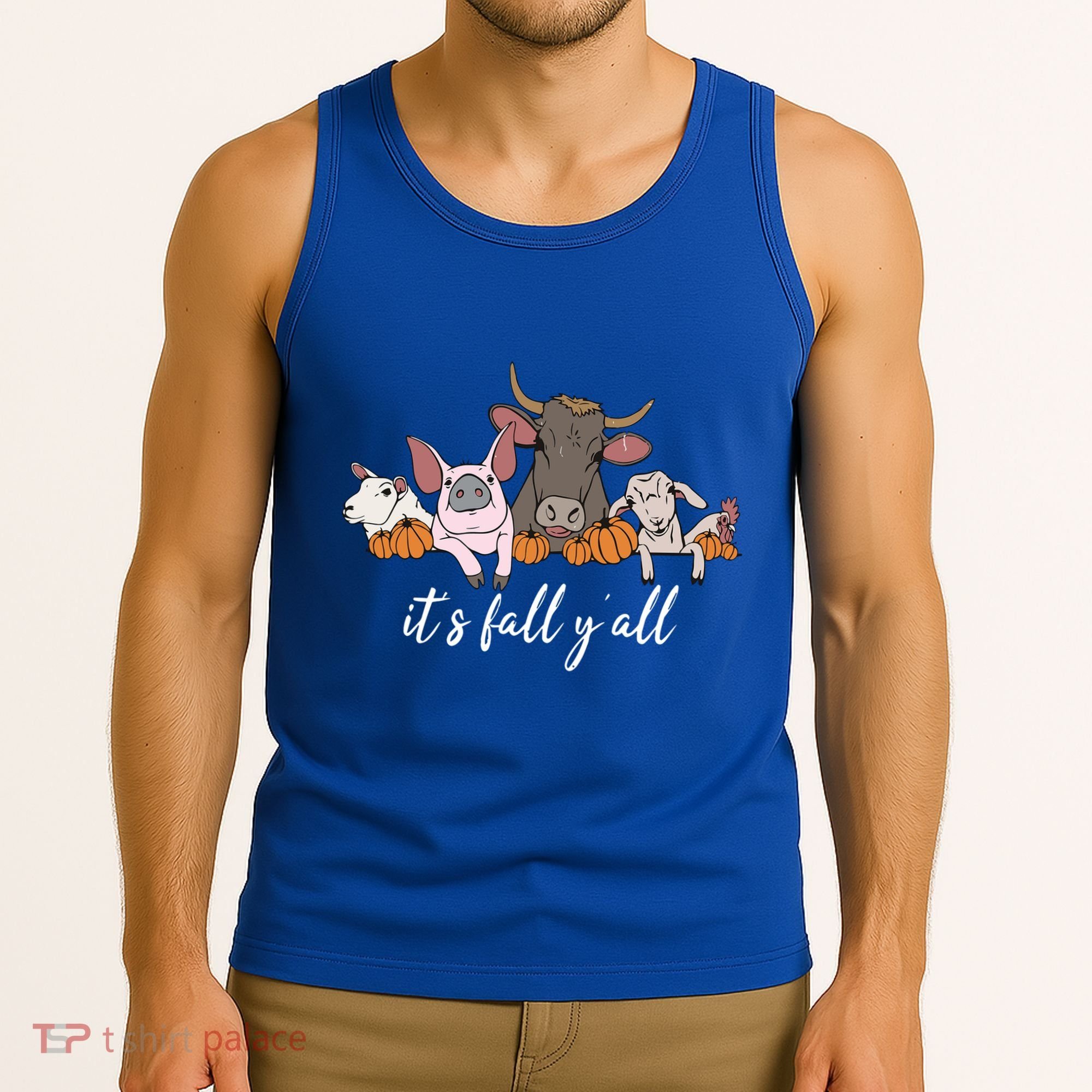 Farm Animals ItS Fall YAll Pumpkins Autumn Halloween Gift Tank Top