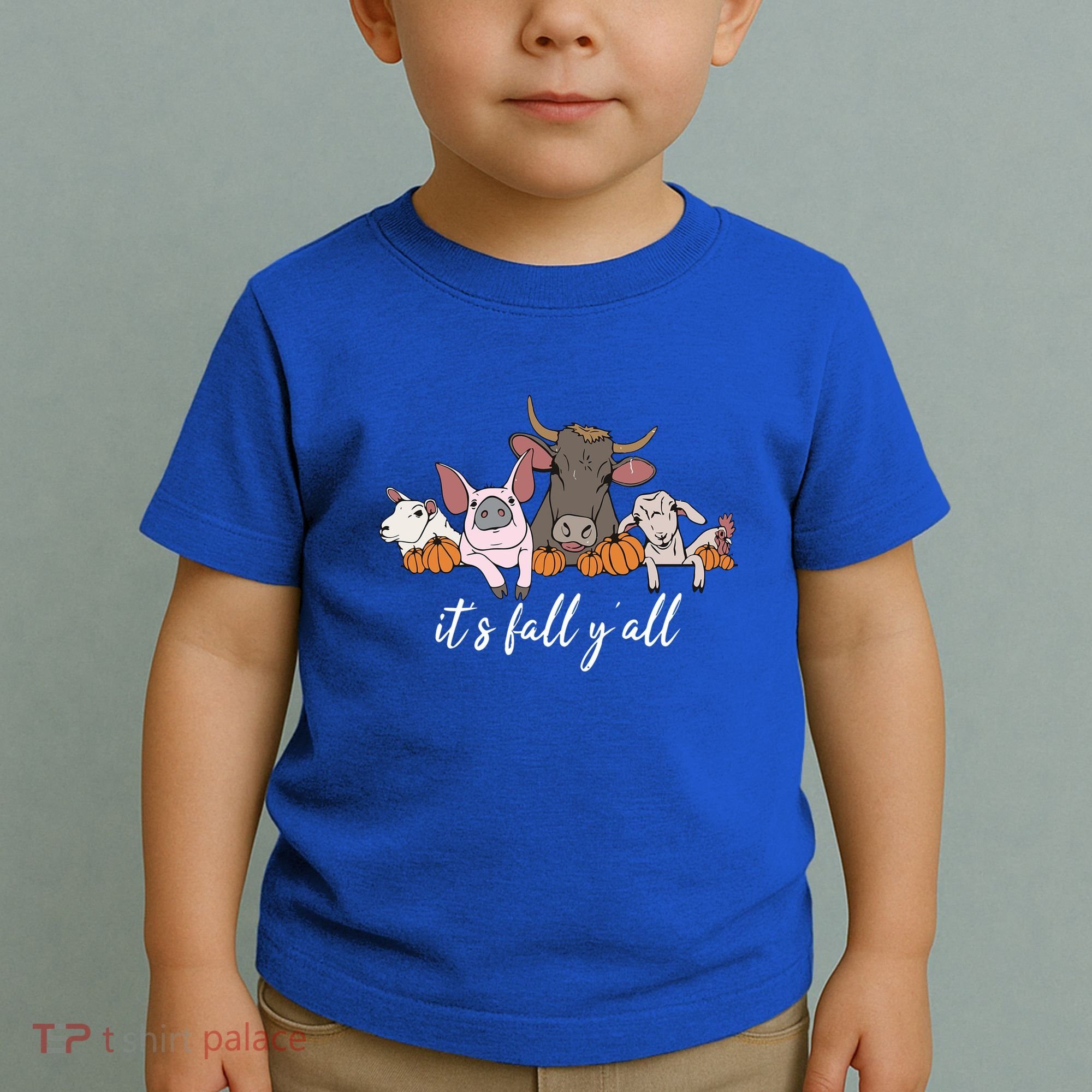 Farm Animals ItS Fall YAll Pumpkins Autumn Halloween Gift Toddler T-Shirt